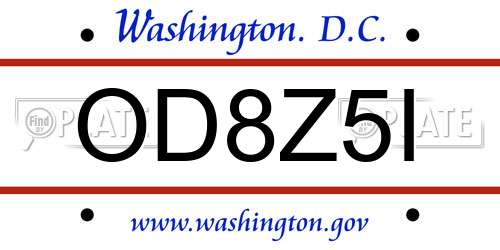 OD8Z5I District Of Columbia License Plate