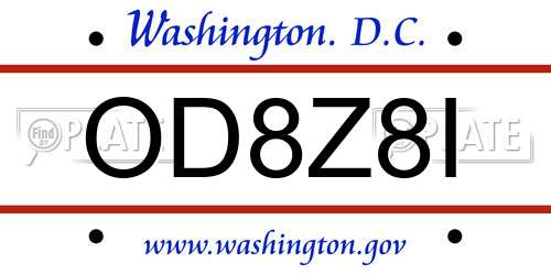 OD8Z8I District Of Columbia License Plate