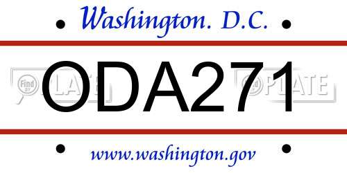 ODA271 District Of Columbia License Plate