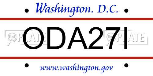 ODA27I District Of Columbia License Plate