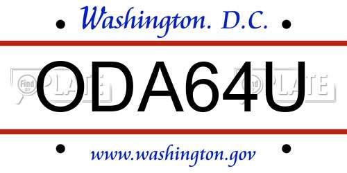 ODA64U District Of Columbia License Plate