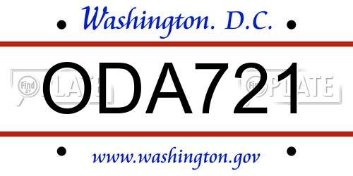ODA721 District Of Columbia License Plate
