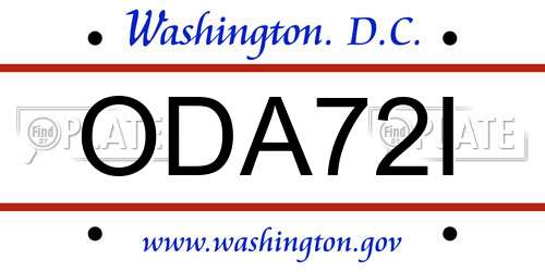 ODA72I District Of Columbia License Plate