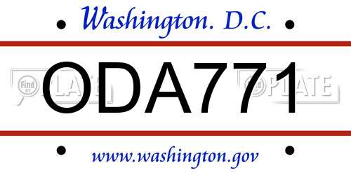 ODA771 District Of Columbia License Plate