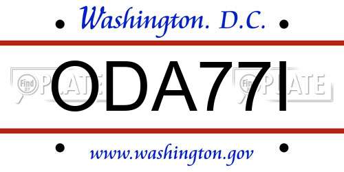 ODA77I District Of Columbia License Plate
