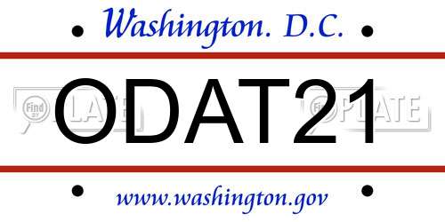 ODAT21 District Of Columbia License Plate