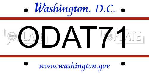 ODAT71 District Of Columbia License Plate