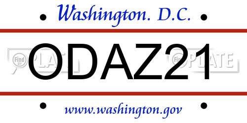 ODAZ21 District Of Columbia License Plate