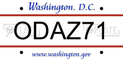 ODAZ71 District Of Columbia License Plate