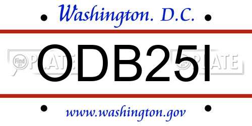 ODB25I District Of Columbia License Plate