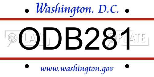 ODB281 District Of Columbia License Plate