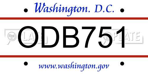 ODB751 District Of Columbia License Plate