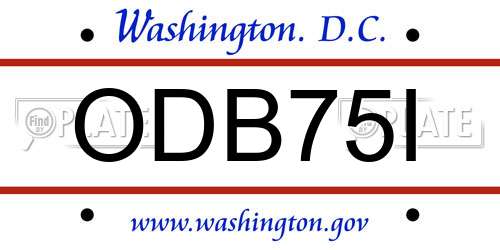 ODB75I District Of Columbia License Plate