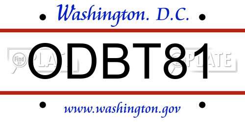 ODBT81 District Of Columbia License Plate