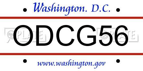 ODCG56 District Of Columbia License Plate