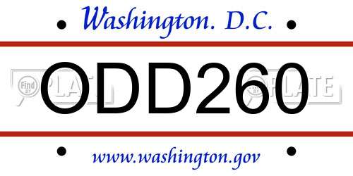 ODD260 District Of Columbia License Plate