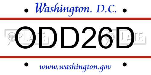 ODD26D District Of Columbia License Plate