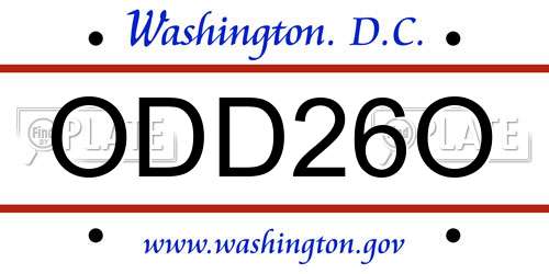 ODD26O District Of Columbia License Plate