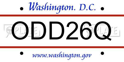 ODD26Q District Of Columbia License Plate