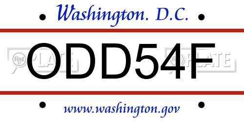 ODD54F District Of Columbia License Plate