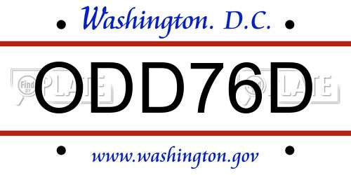 ODD76D District Of Columbia License Plate
