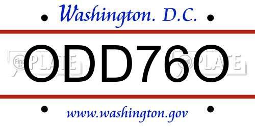 ODD76O District Of Columbia License Plate