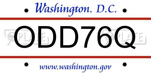ODD76Q District Of Columbia License Plate