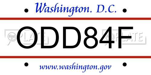 ODD84F District Of Columbia License Plate