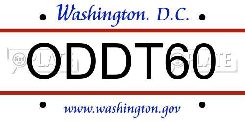 ODDT60 District Of Columbia License Plate