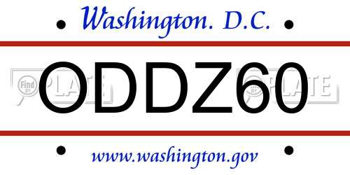 ODDZ60 District Of Columbia License Plate