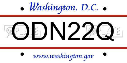 ODN22Q District Of Columbia License Plate