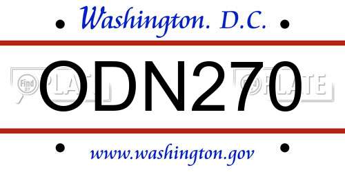 ODN270 District Of Columbia License Plate