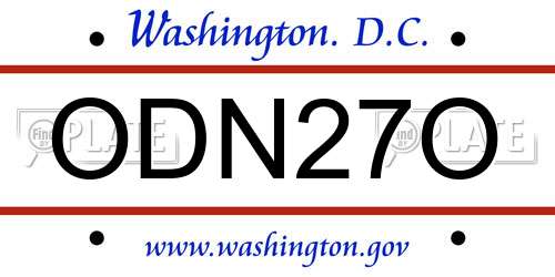 ODN27O District Of Columbia License Plate