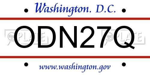 ODN27Q District Of Columbia License Plate