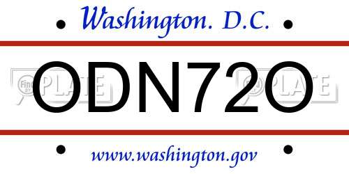 ODN72O District Of Columbia License Plate