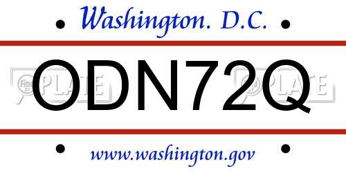 ODN72Q District Of Columbia License Plate