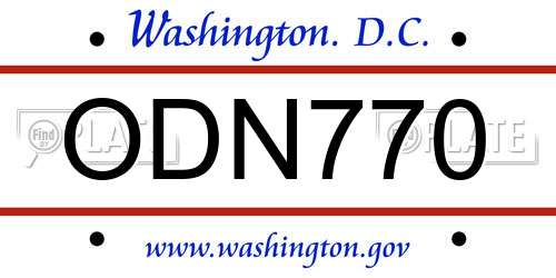 ODN770 District Of Columbia License Plate
