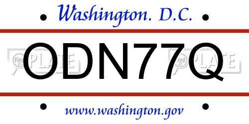 ODN77Q District Of Columbia License Plate