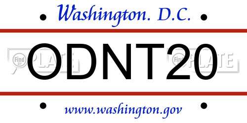 ODNT20 District Of Columbia License Plate