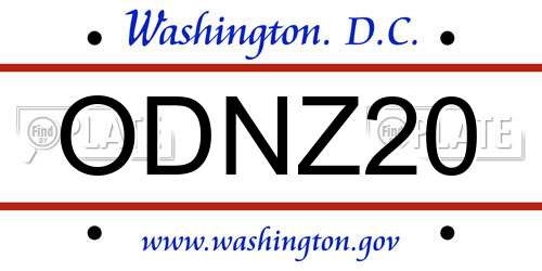ODNZ20 District Of Columbia License Plate