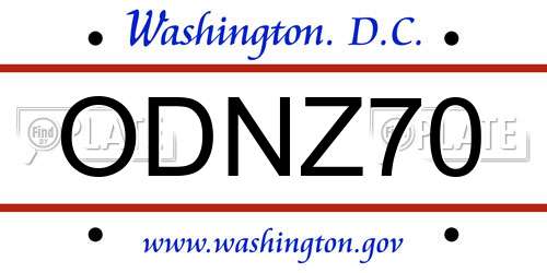 ODNZ70 District Of Columbia License Plate