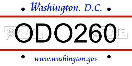 ODO260 District Of Columbia License Plate