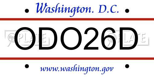 ODO26D District Of Columbia License Plate