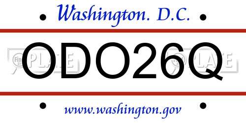 ODO26Q District Of Columbia License Plate