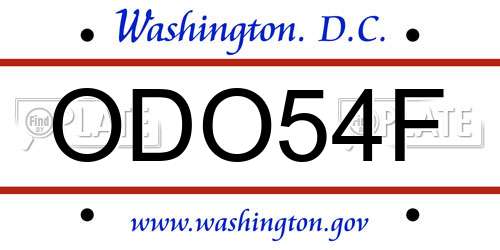 ODO54F District Of Columbia License Plate