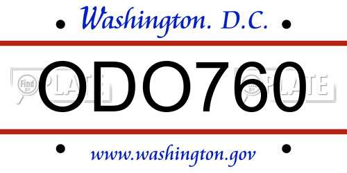ODO760 District Of Columbia License Plate