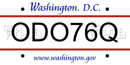 ODO76Q District Of Columbia License Plate
