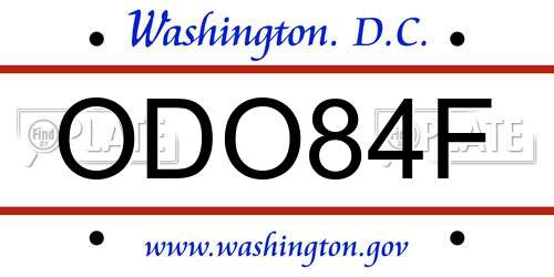 ODO84F District Of Columbia License Plate