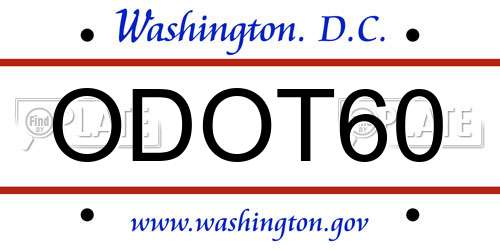 ODOT60 District Of Columbia License Plate
