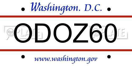 ODOZ60 District Of Columbia License Plate